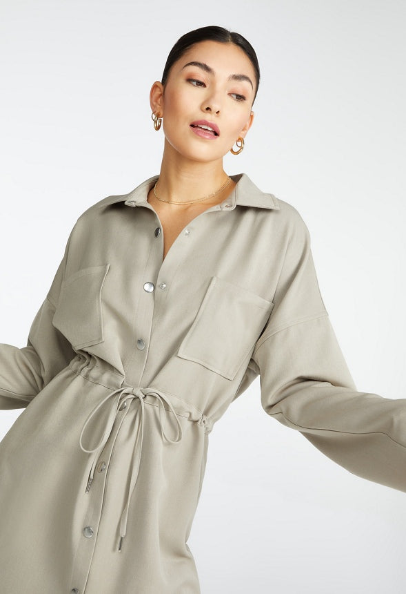 CINCH OVERSHIRT DRESS Elephant Skin
