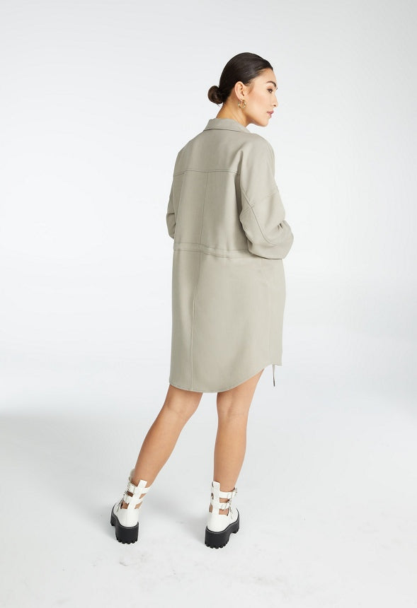 CINCH OVERSHIRT DRESS Elephant Skin