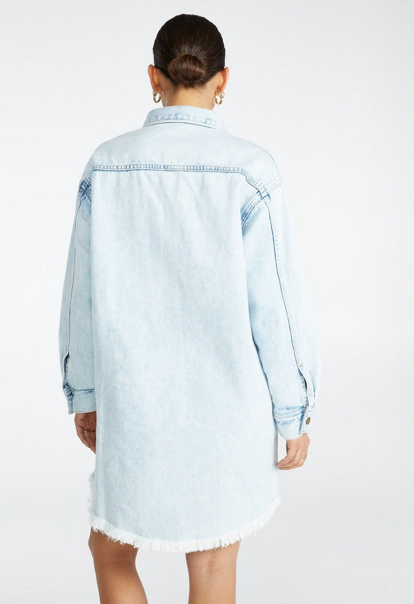 Denim Boyfriend Shirt Dress Dynamic
