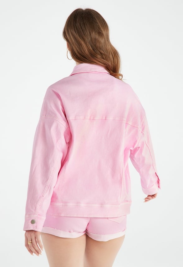 OVERSIZED DENIM TRUCKER Prism Pink