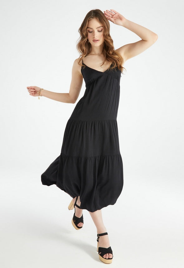 TIERED MAXI DRESS Black Caviar