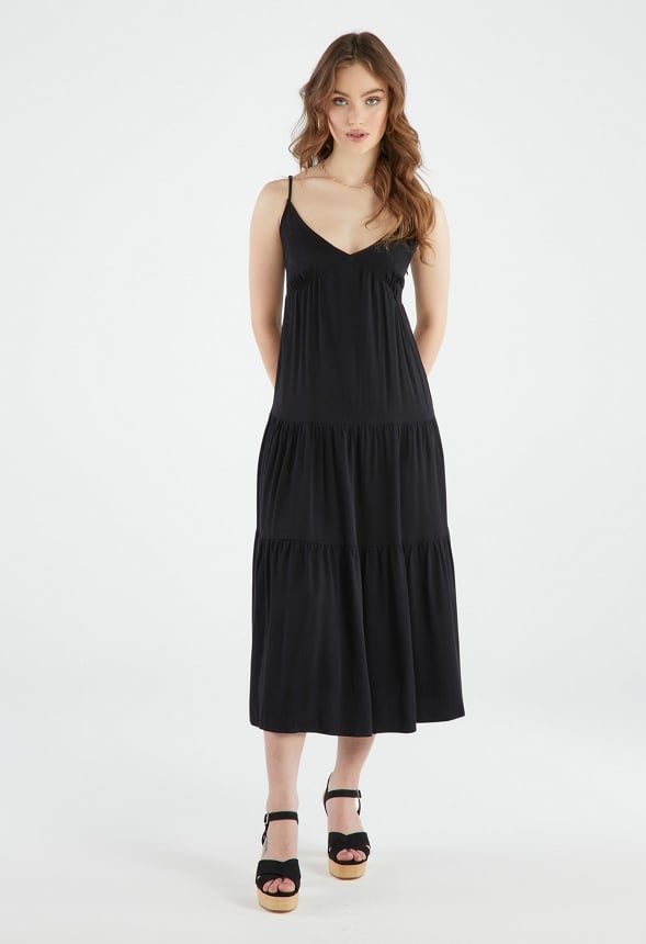 TIERED MAXI DRESS Black Caviar