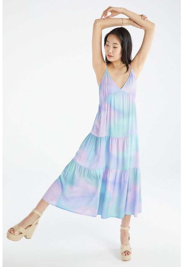 TIERED MAXI DRESS Limpet Shell Blue
