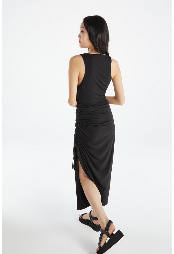 RUCHED MAXI TANK DRESS Caviar