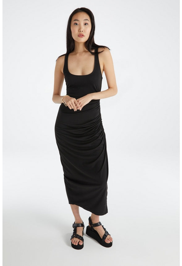 RUCHED MAXI TANK DRESS Caviar