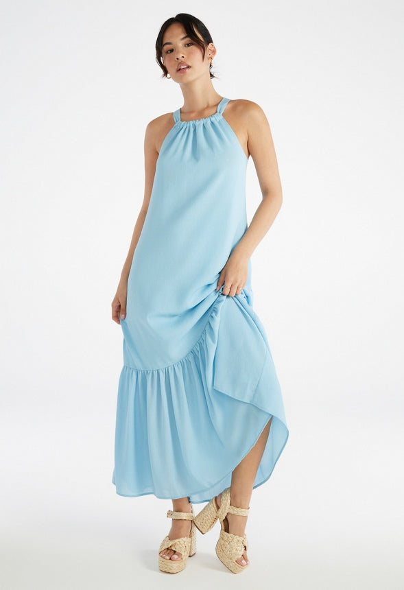 Halter Vacation Maxi Dress Sky Blue