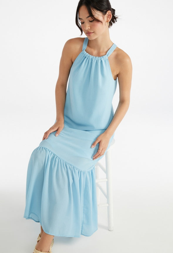 Halter Vacation Maxi Dress Sky Blue