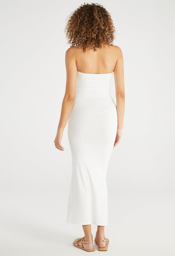 Tummy Tamer Ribbed Tube Dress Bright White