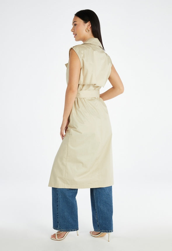 Sleeveless Trench Coat Cement
