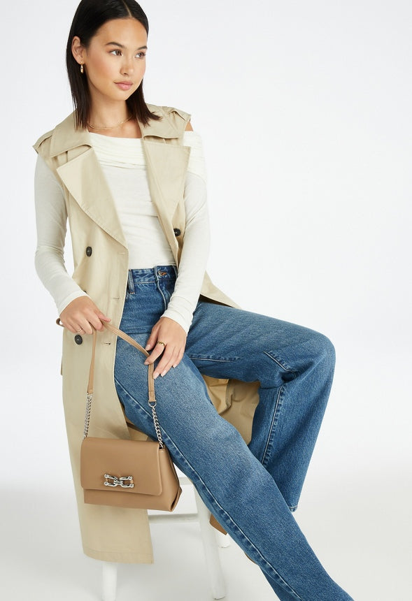 Sleeveless Trench Coat Cement
