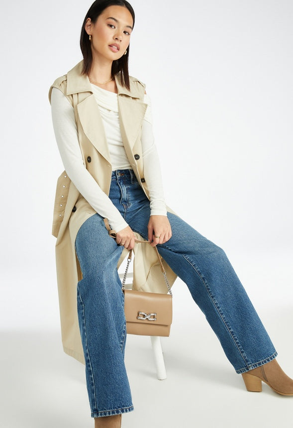 Sleeveless Trench Coat Cement