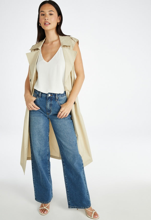 Sleeveless Trench Coat Cement