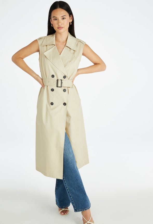 Sleeveless Trench Coat Cement
