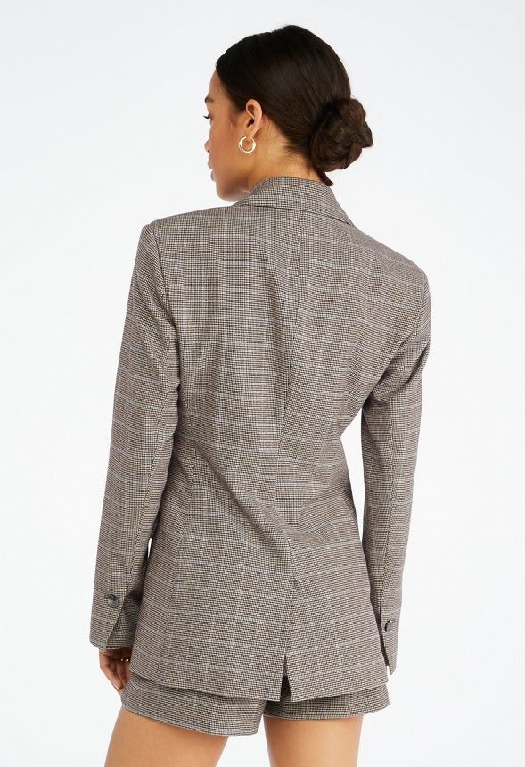 Plaid City Blazer Brown Plaid