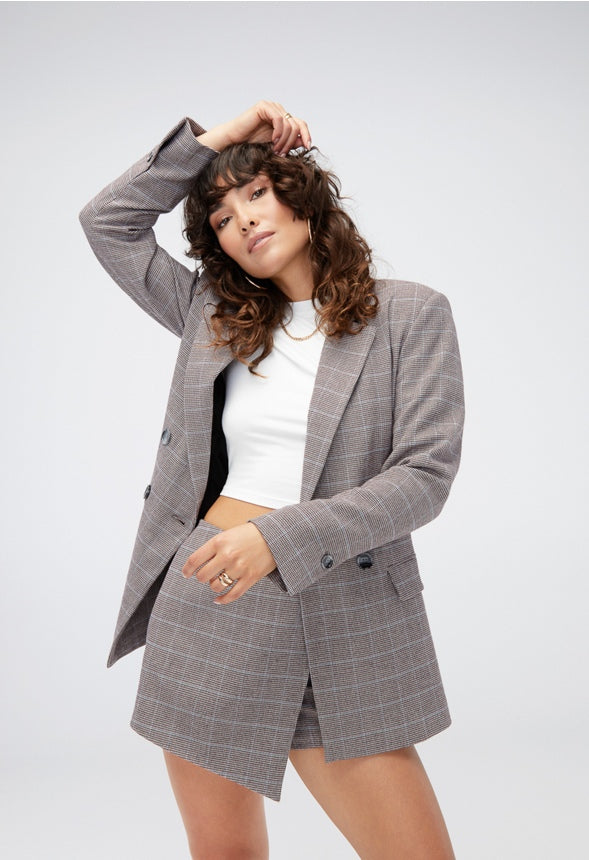 Plaid City Blazer Brown Plaid