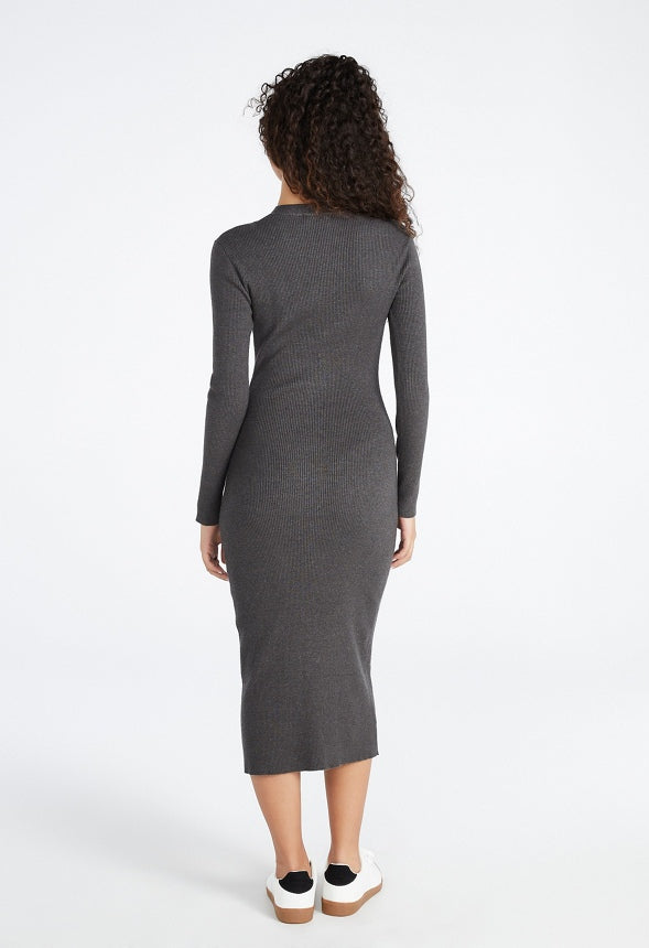 Cardigan Sweater Midi Dress Dark Charcoal