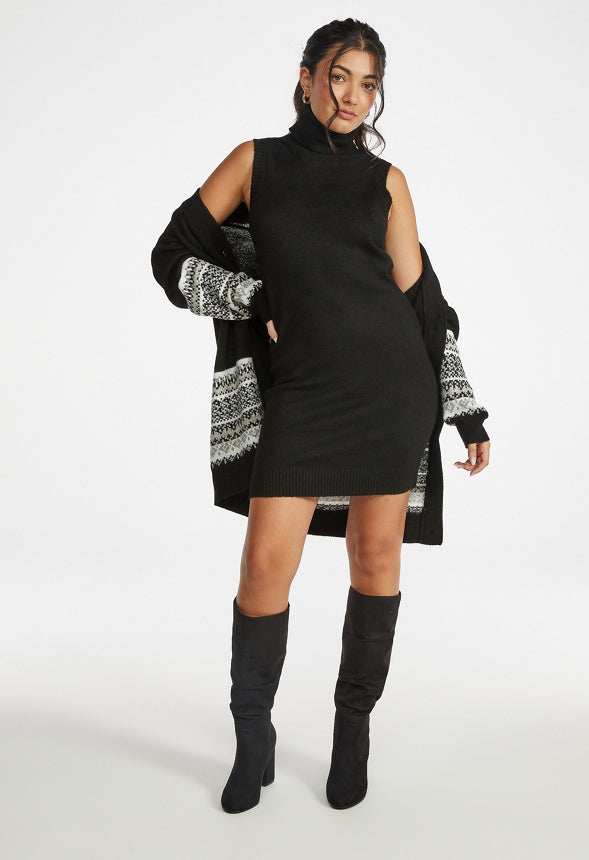 Turtleneck Sweater Dress Black Caviar