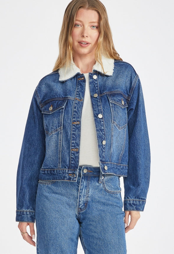 Sherpa Collar Denim Trucker Vibes