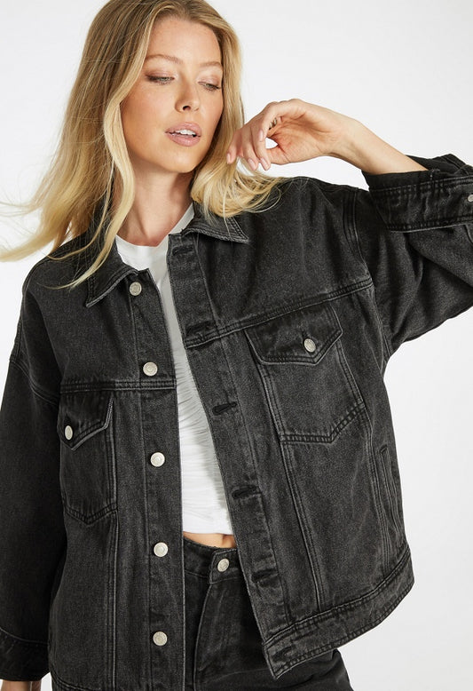 Ashton Oversized Denim Jacket Mascara