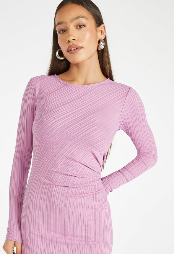 Tummy Tamer Rib Midi Dress Mulberry