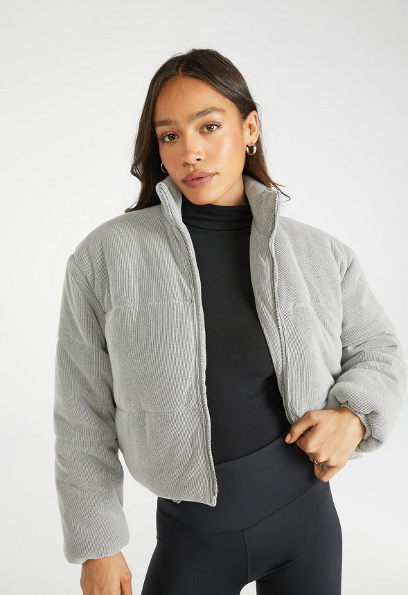 Cozy Ribknit Puffer Heather Grey