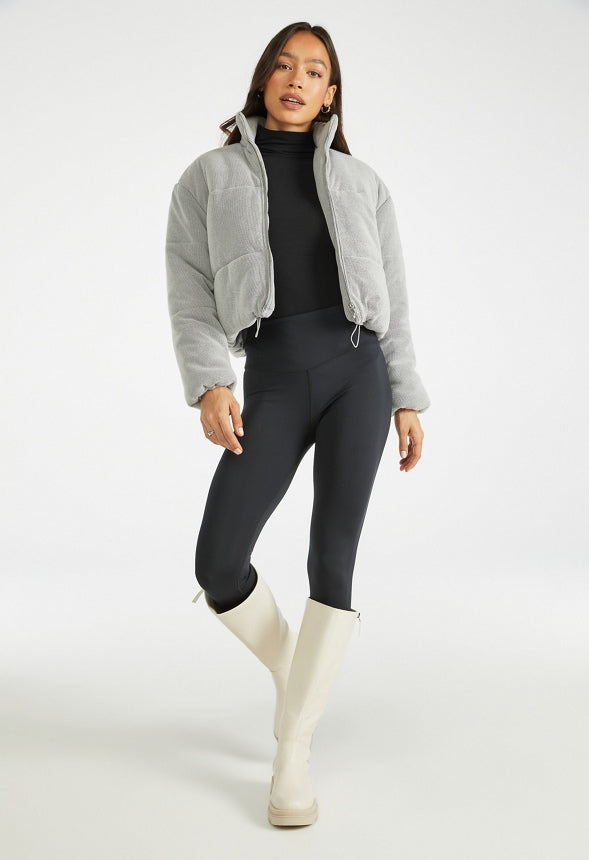 Cozy Ribknit Puffer Heather Grey