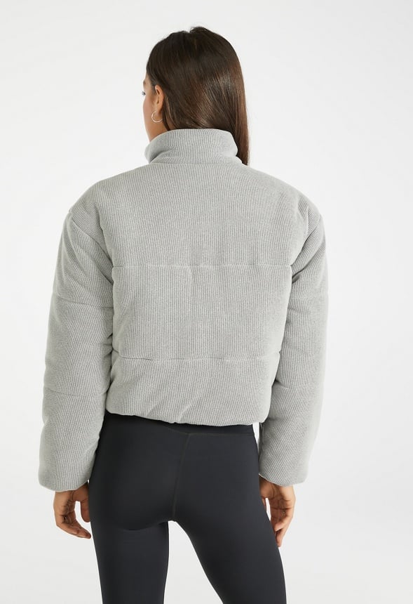 Cozy Ribknit Puffer Heather Grey
