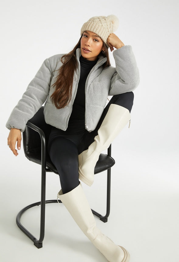 Cozy Ribknit Puffer Heather Grey