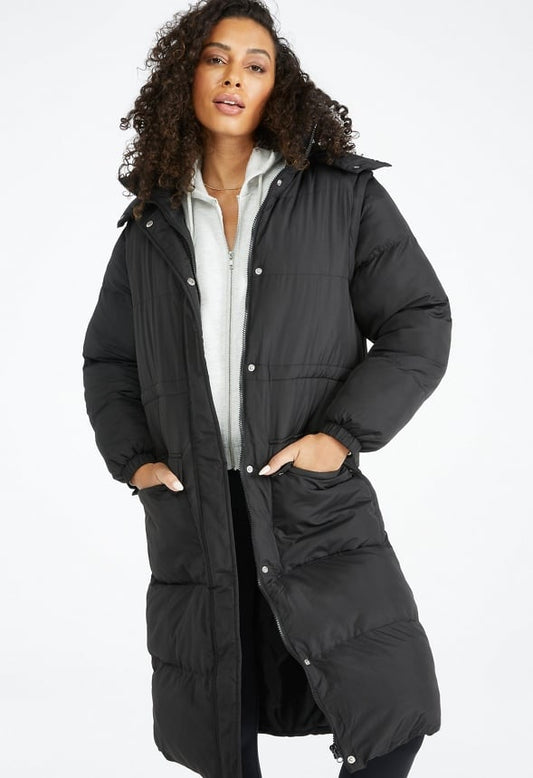 2 in 1 Longline Puffer Jacket Black Caviar