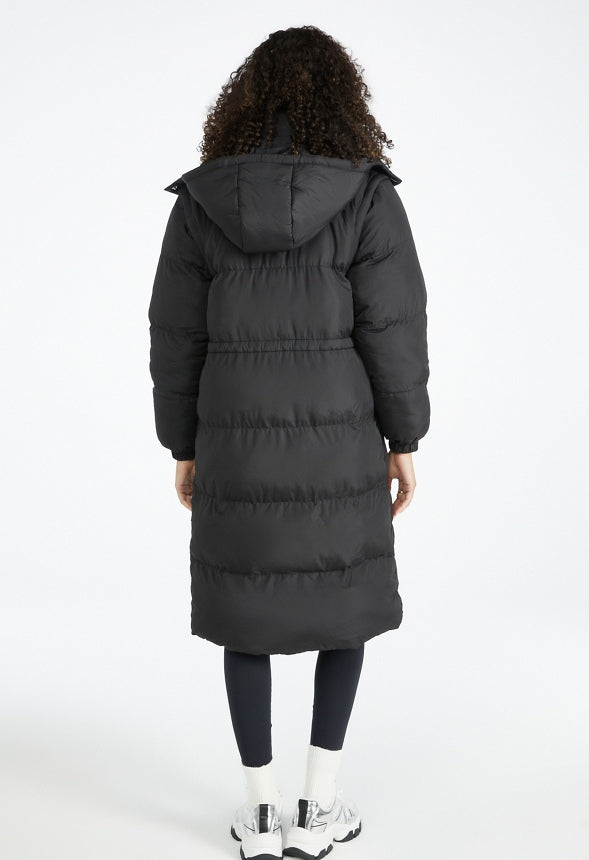 2 in 1 Longline Puffer Jacket Black Caviar