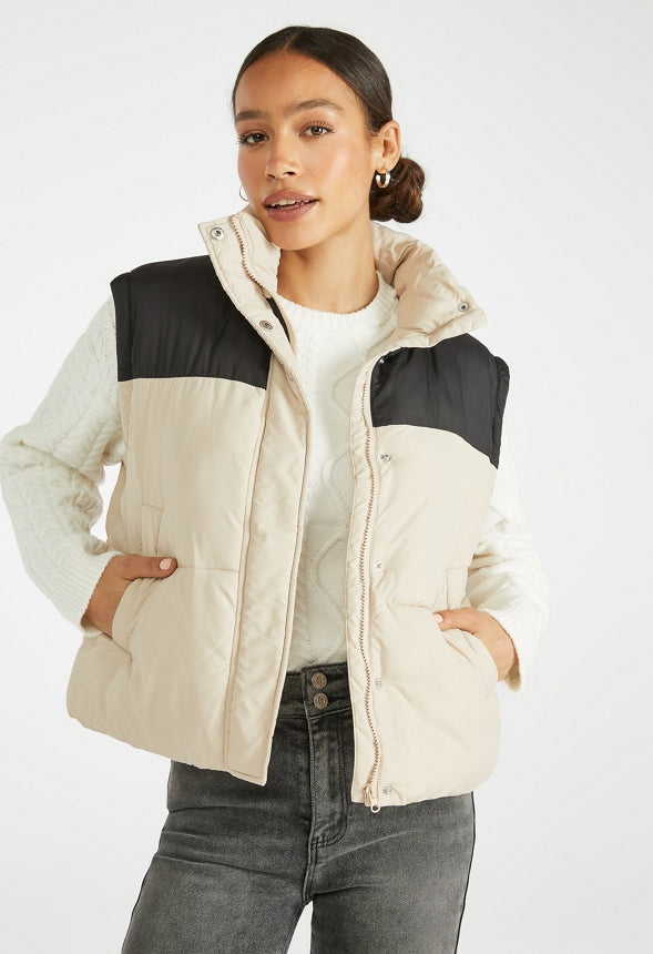 2 In 1 Puffer Vest Stone/Caviar