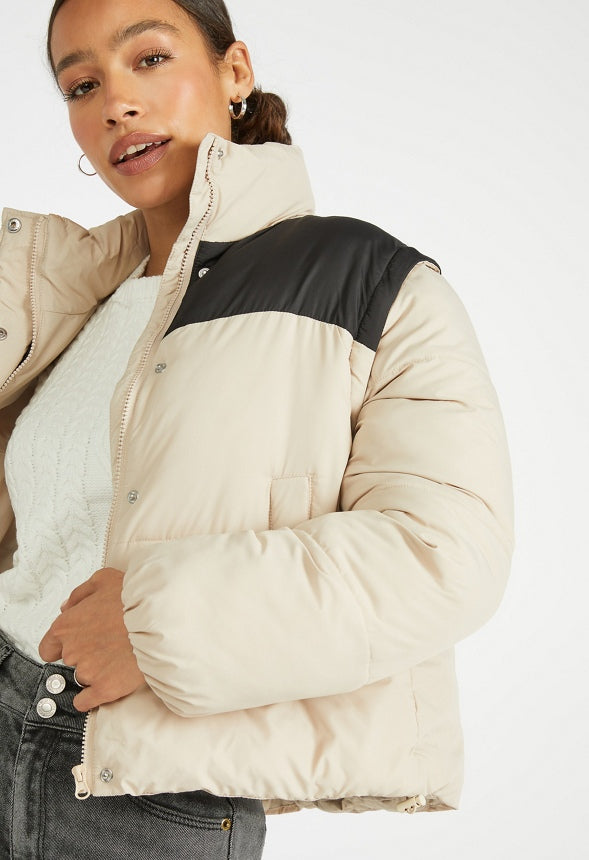 2 In 1 Puffer Vest Stone/Caviar