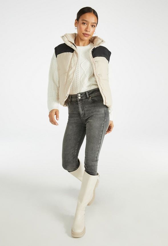 2 In 1 Puffer Vest Stone/Caviar
