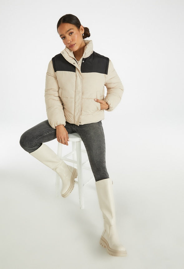2 In 1 Puffer Vest Stone/Caviar
