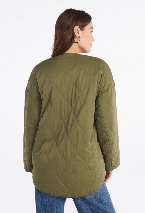 Reversible Quilted Liner Jacket Burnt Olive/ Taupe