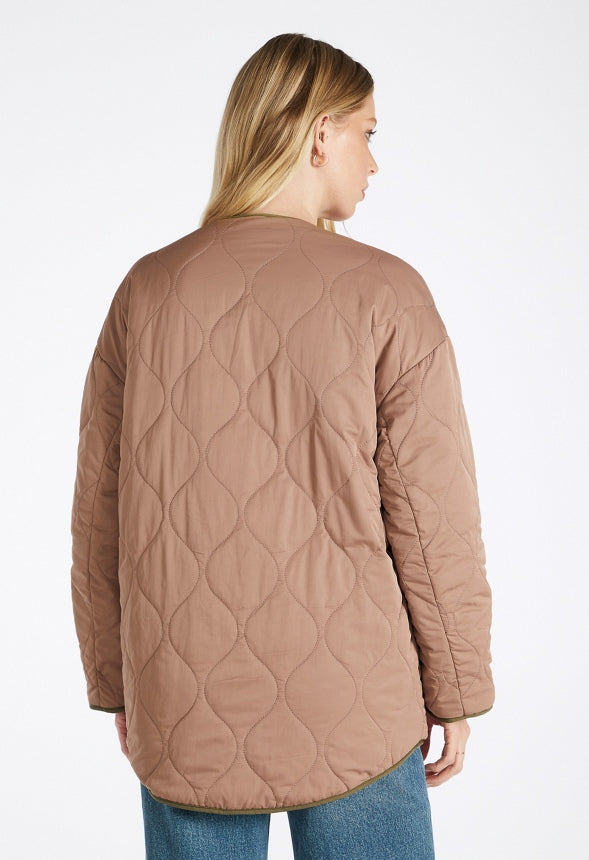 Reversible Quilted Liner Jacket Burnt Olive/ Taupe