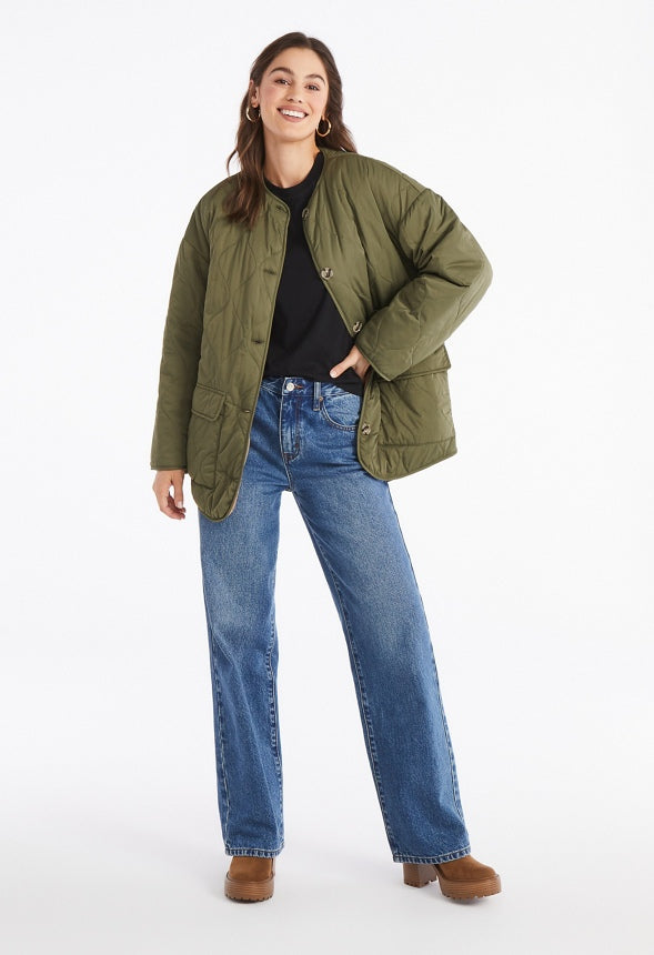 Reversible Quilted Liner Jacket Burnt Olive/ Taupe