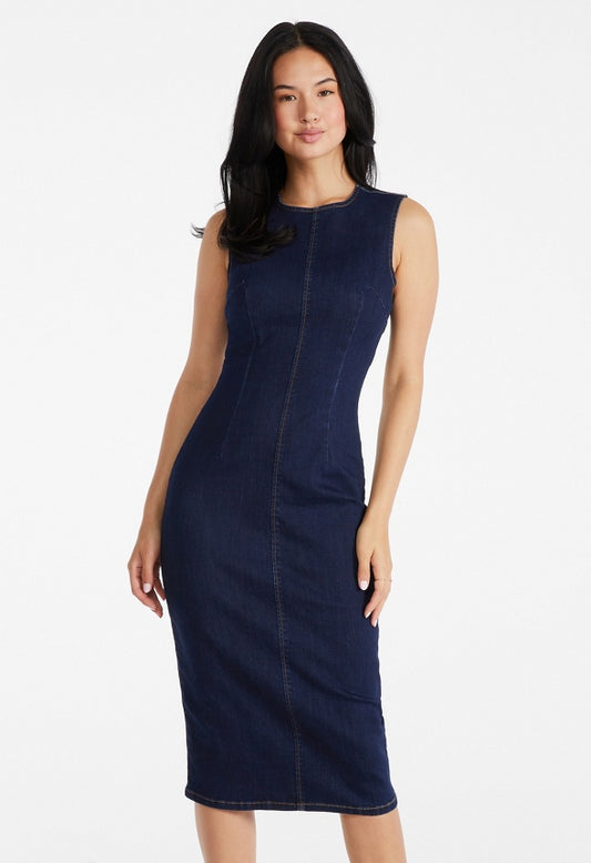Bodycon Midi Denim Dress Storm