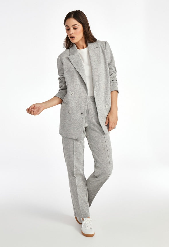 Knit Boyfriend Twill Blazer Light Heather Grey