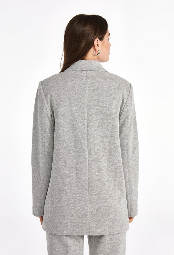 Knit Boyfriend Twill Blazer Light Heather Grey