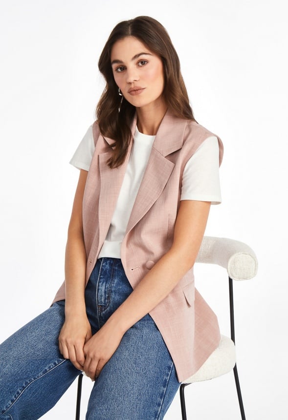 Sleeveless Blazer Pink Heather