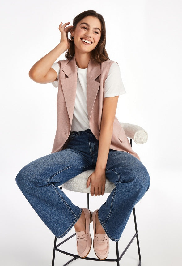 Sleeveless Blazer Pink Heather