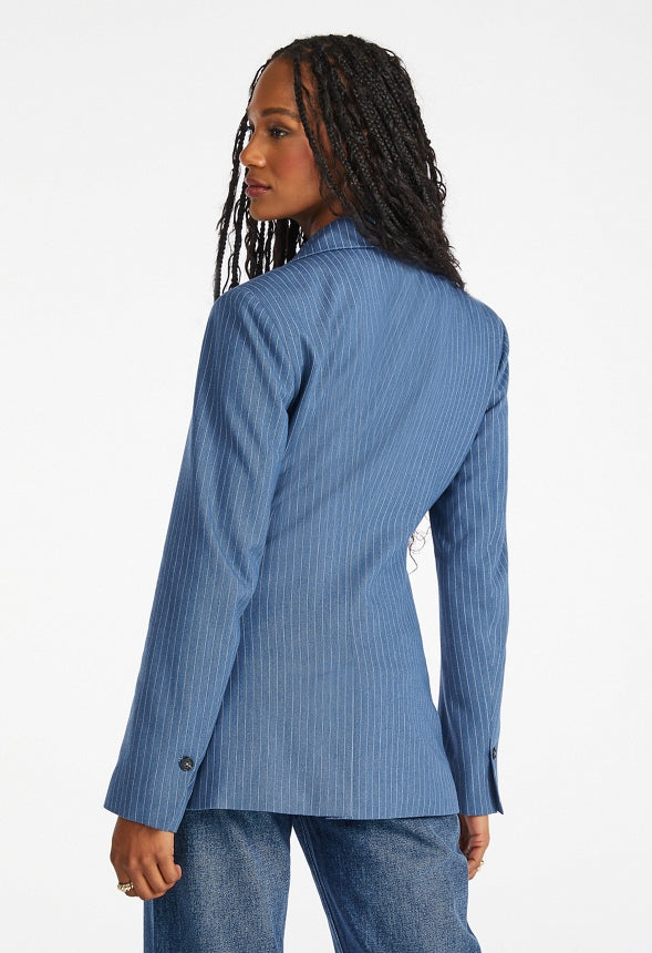 Luxe City Blazer Chambray Pinstripe