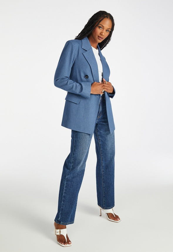 Luxe City Blazer Chambray Pinstripe