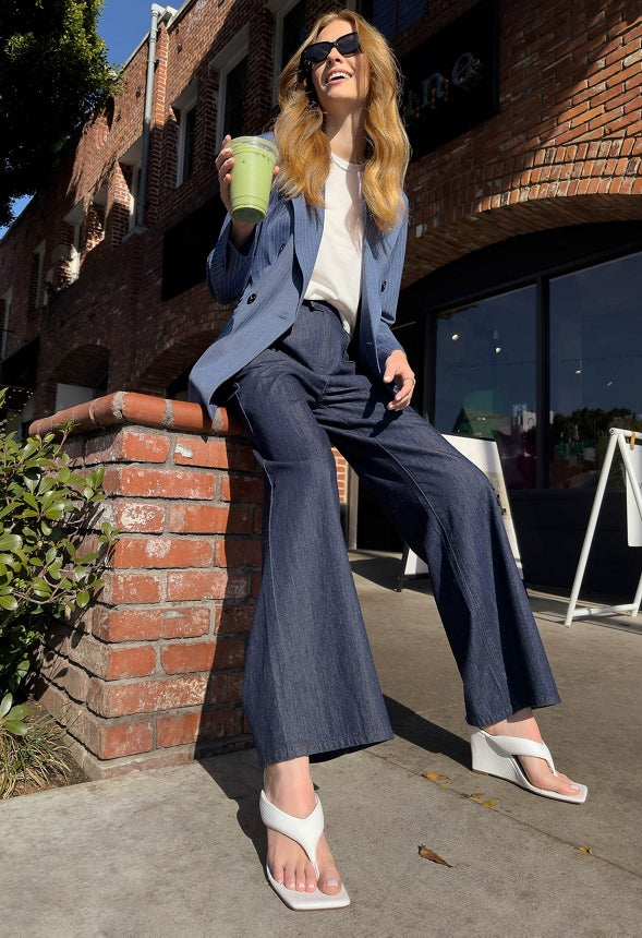 Luxe City Blazer Chambray Pinstripe