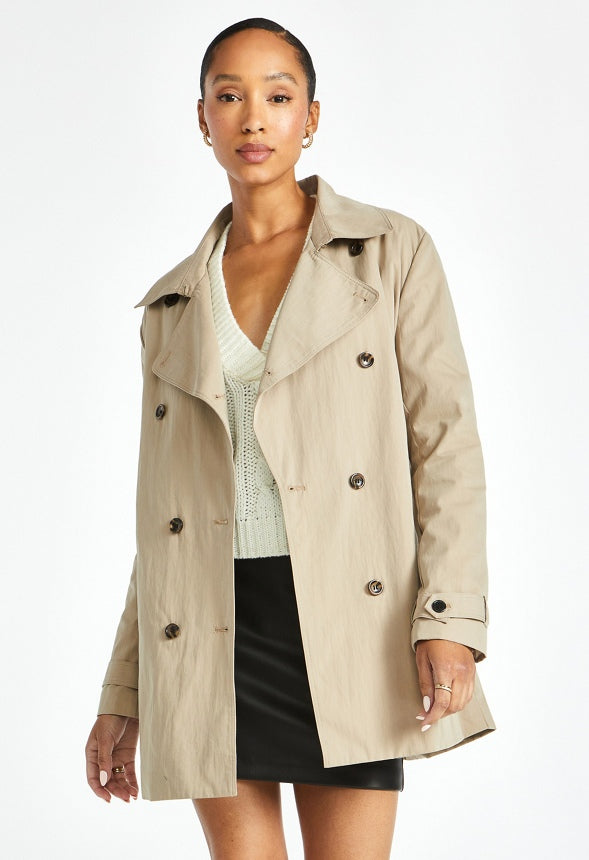 Short Classic Trench Coat Beige