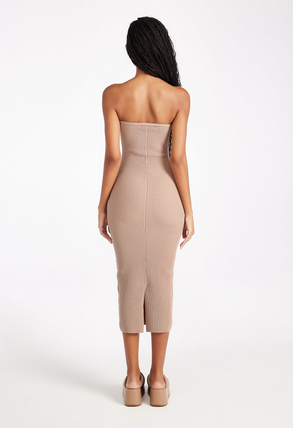 Compact Rib Midi Dress Warm Taupe