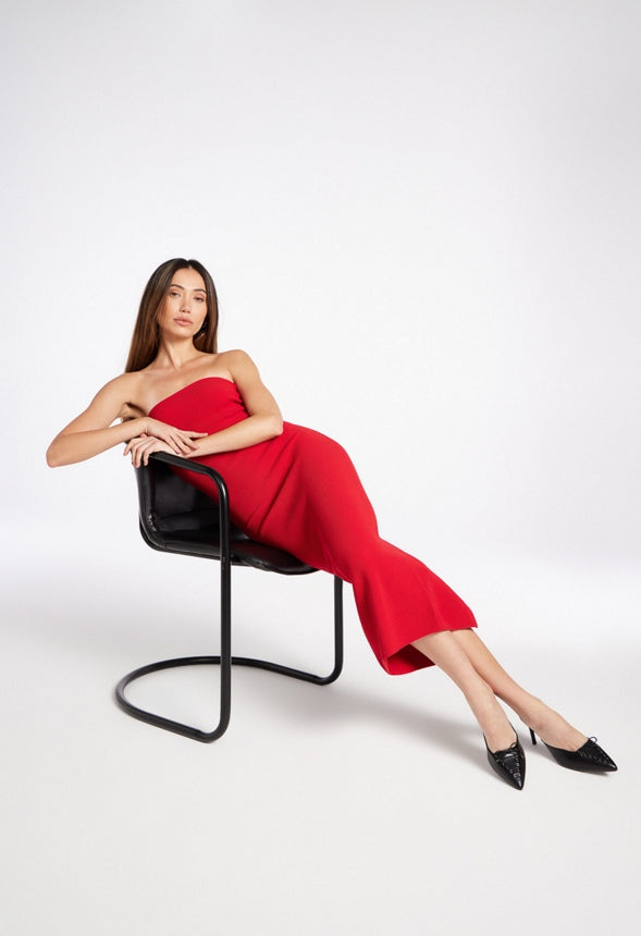 Compact Rib Midi Dress Salsa Red