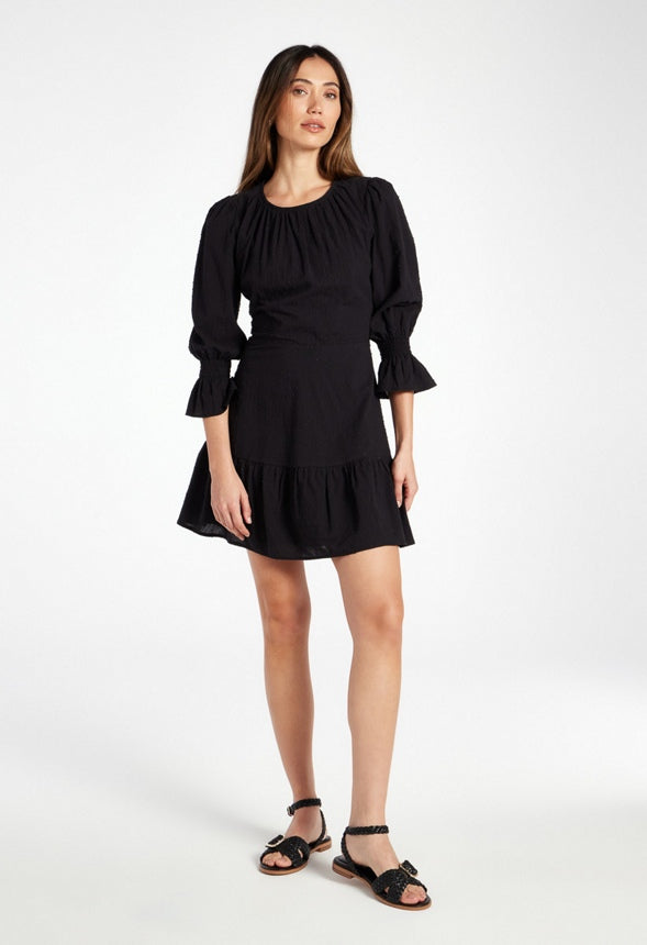 Romantic Sleeve Mini Dress Black Caviar