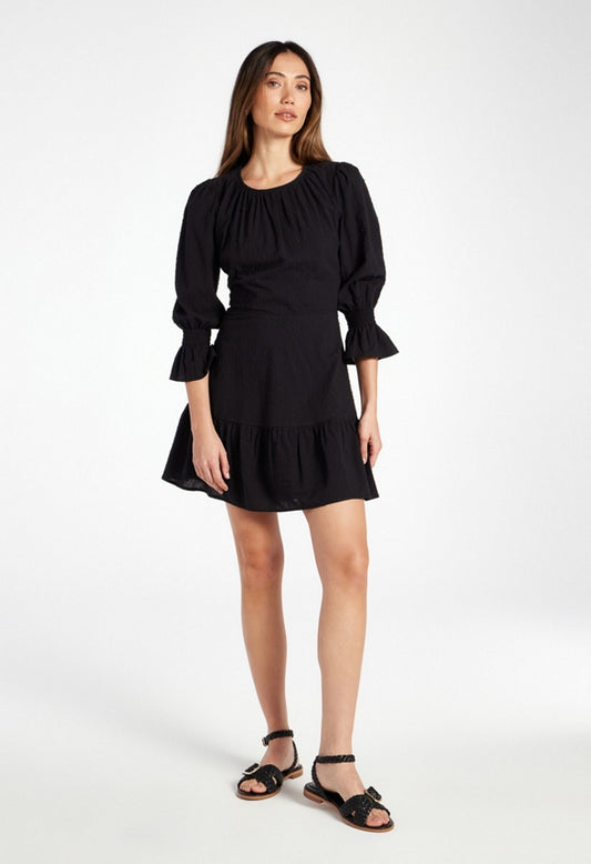 Romantic Sleeve Mini Dress Black Caviar